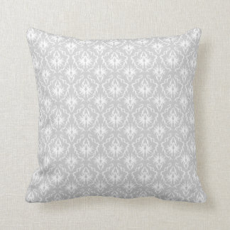White and Pastel Grey Damask Design. Cushion
