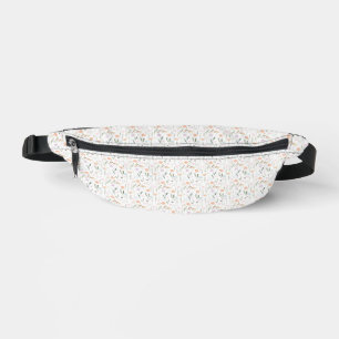 White and Peach Wildflowers On White Fanny Pack