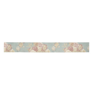 White and Pink Blush Roses on Blue background Satin Ribbon