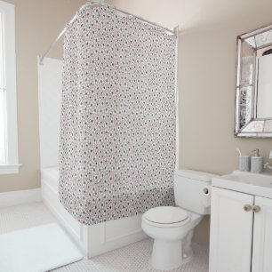 White And Pink Boho Floral Pattern Shower Curtain