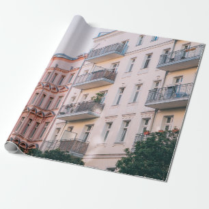 WHITE AND PINK BUILDINGS WRAPPING PAPER