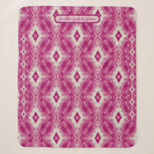 White and Pink Cairo Pattern Sherpa Blanket