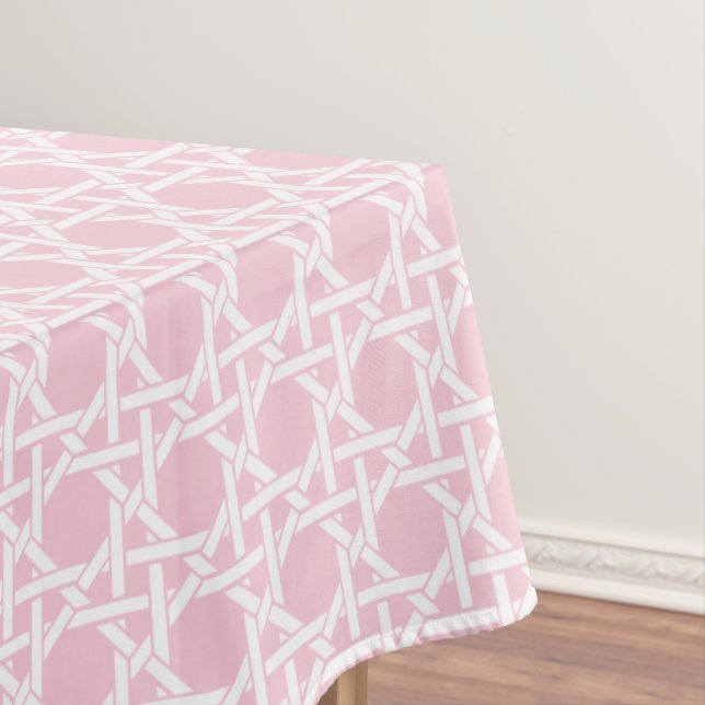 White and Pink Cane Webbing Tablecloth (In Situ)