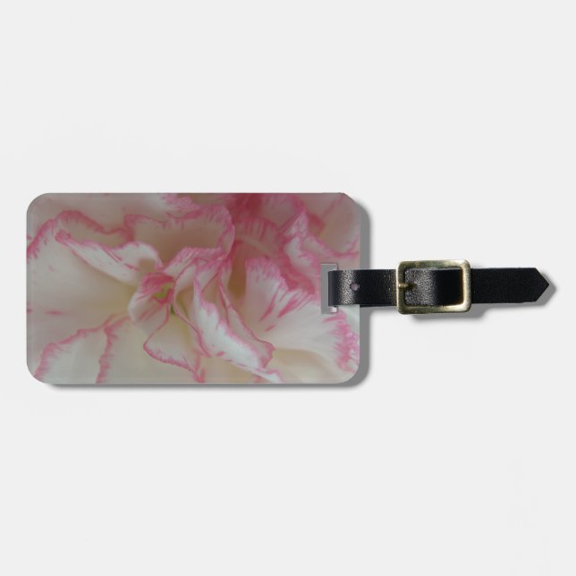 White and Pink Carnation Custom Luggage Tag (Front Horizontal)