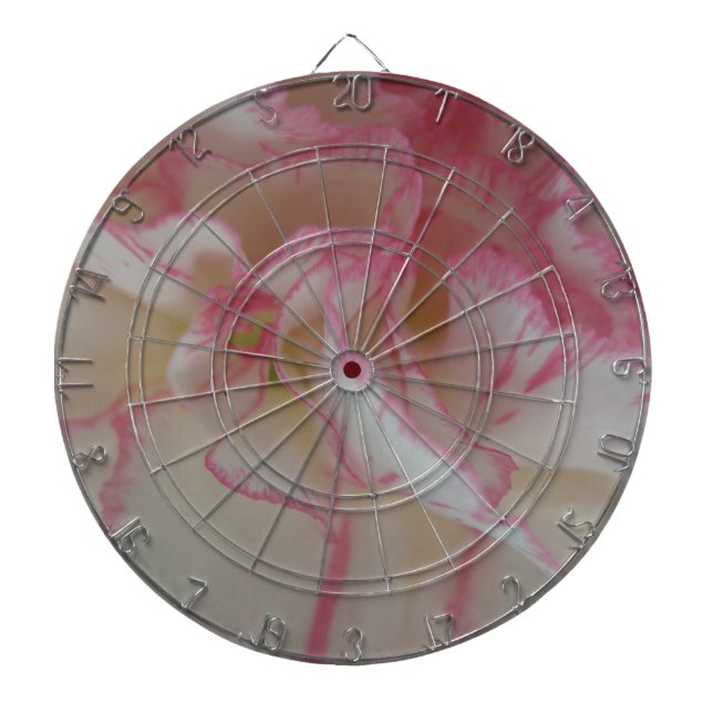 White and Pink Carnation Dart Board (Front)
