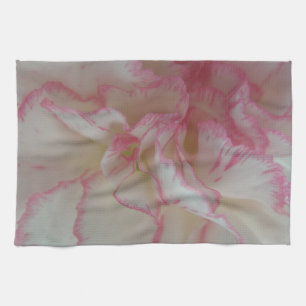 White and Pink Carnation Kitchen Towel