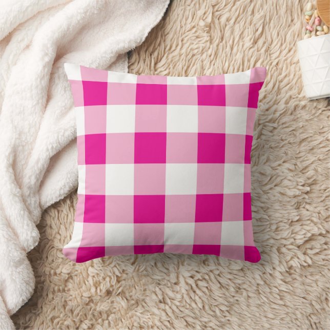 White And Pink Chequerboard Pattern  Throw Pillow (Blanket)