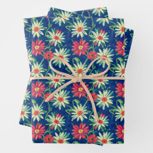 White and Pink Daisies Wrapping Paper Sheet