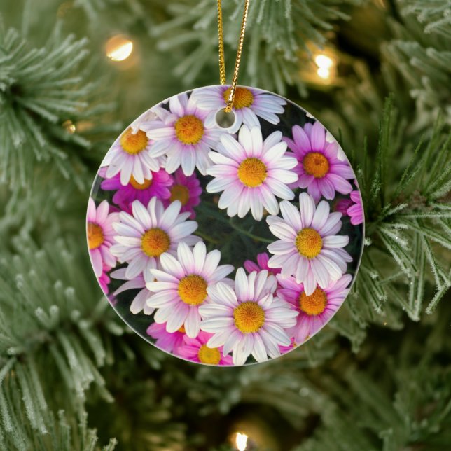 White and Pink Daisy Flower Ceramic Tree Decoration (Tree)