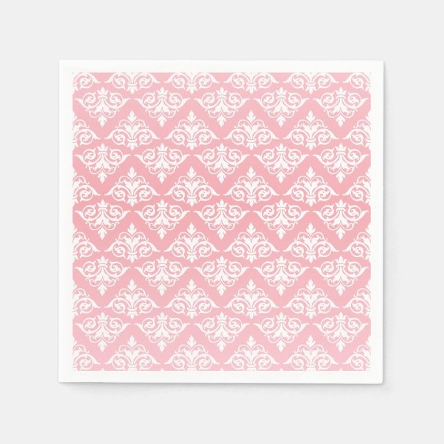 White and Pink Damask Napkin (Front)