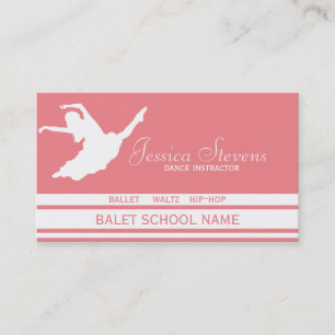 White And Pink Dance School Instructor Business Card