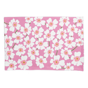 White and Pink Fantasy Flower Power  Pillowcase