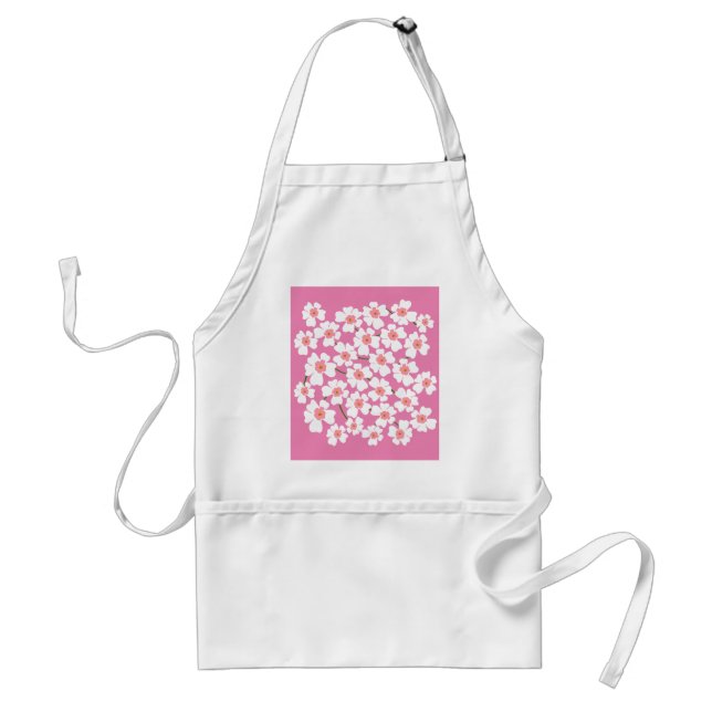White and Pink Fantasy Flower Power   Standard Apron (Front)