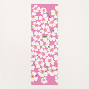 White and Pink Fantasy Flower Power Yoga Mat