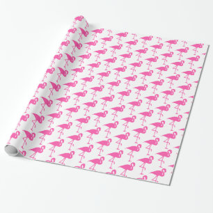 White and Pink Flamingo Wrapping Paper
