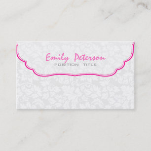 White And Pink Floral Damasks Business Card