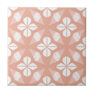 White and pink floral tile