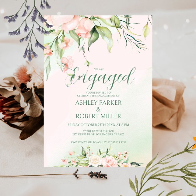White and pink flowers engagement Invite (Creator Uploaded)