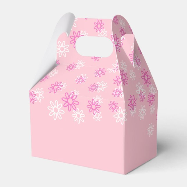 White and Pink Flowers Favour Box (Front Side)