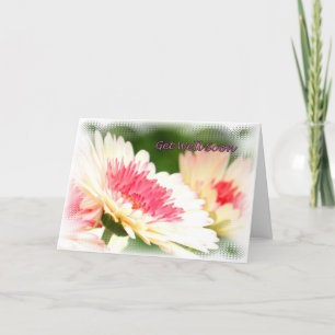White and Pink Flowers Get Well Card