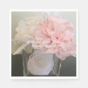White and Pink Flowers in Vase Napkin