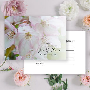 White and Pink Flowers Share a Memory Funeral  Card