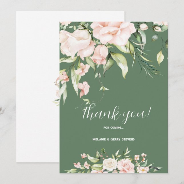 White and pink flowers Thank You Card (Front/Back)