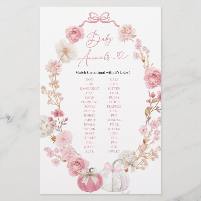 White and Pink Little Pumpkin  Baby Animals Game (Front)