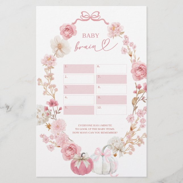 White and Pink Little Pumpkin Baby Brain Games (Front)