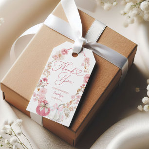 White and Pink Little Pumpkin Baby Shower Gift Tag