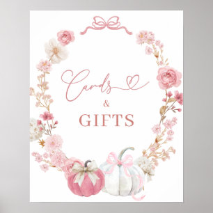 White and Pink Little Pumpkin Card and Gifts Poster