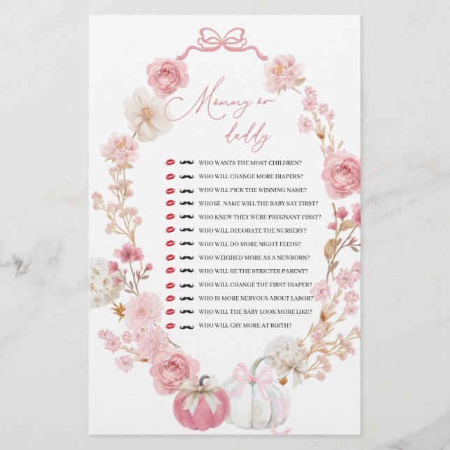 White and Pink Little Pumpkin  Mummy or Daddy (Front)