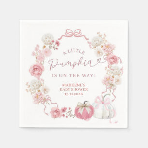 White and Pink Little Pumpkin Paper Napkins
