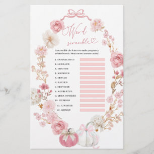 White and Pink Little Pumpkin Word Scramble