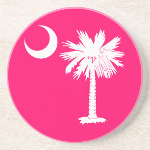 White and Pink Palmetto Moon Coaster