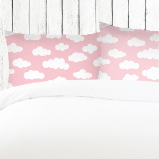 White And Pink Pastel Clouds Aesthetic  Pillowcase