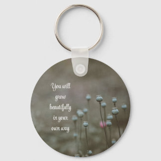 White and pink petaled flower Keychain