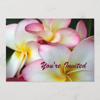 White and Pink Plumeria Invitation