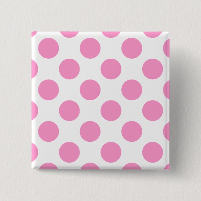 White and Pink Polka Dots 15 Cm Square Badge (Front)