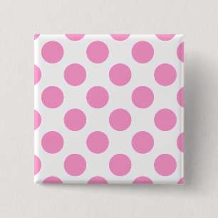 White and Pink Polka Dots 15 Cm Square Badge