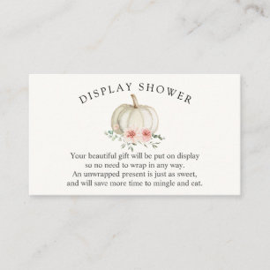 White and Pink Pumpkin Baby Shower Display Shower Enclosure Card
