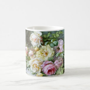 White and Pink Roses on a Forest Floor Coffee Mug