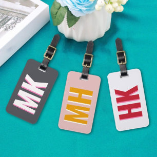 White and Pink Shadow Monogram bridesmaid favour Luggage Tag