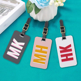 White and Pink Shadow Monogram bridesmaid favour Luggage Tag