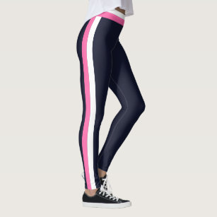 pink leggings with white stripes