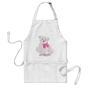 White and Pink Teddy Apron