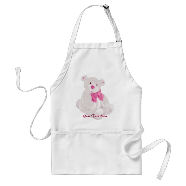White and Pink Teddy Apron (Front)
