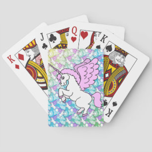 White and Pink Unicorn Playing Cards