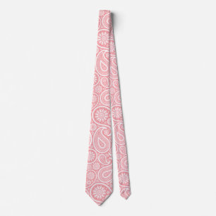 White and Pink Vintage Paisley Pattern Tie