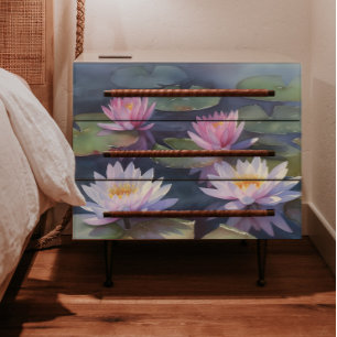 White and Pink Water Lilies Decoupage Tissue Paper